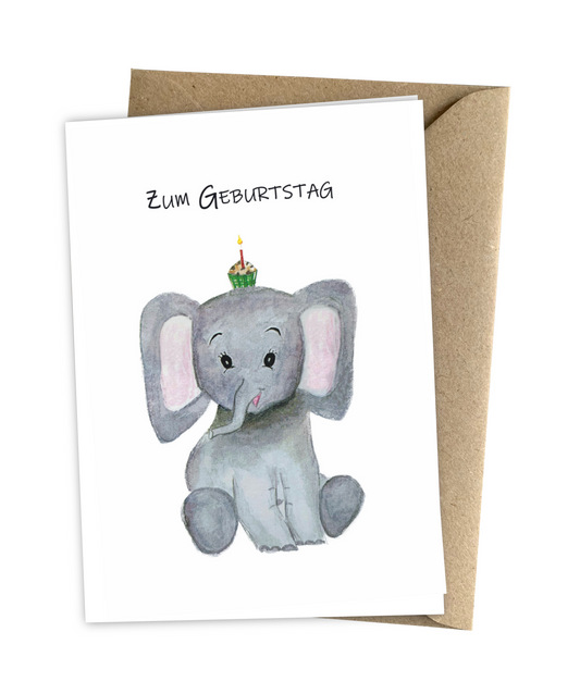 Geburtstagskarte für Kinder Elefant