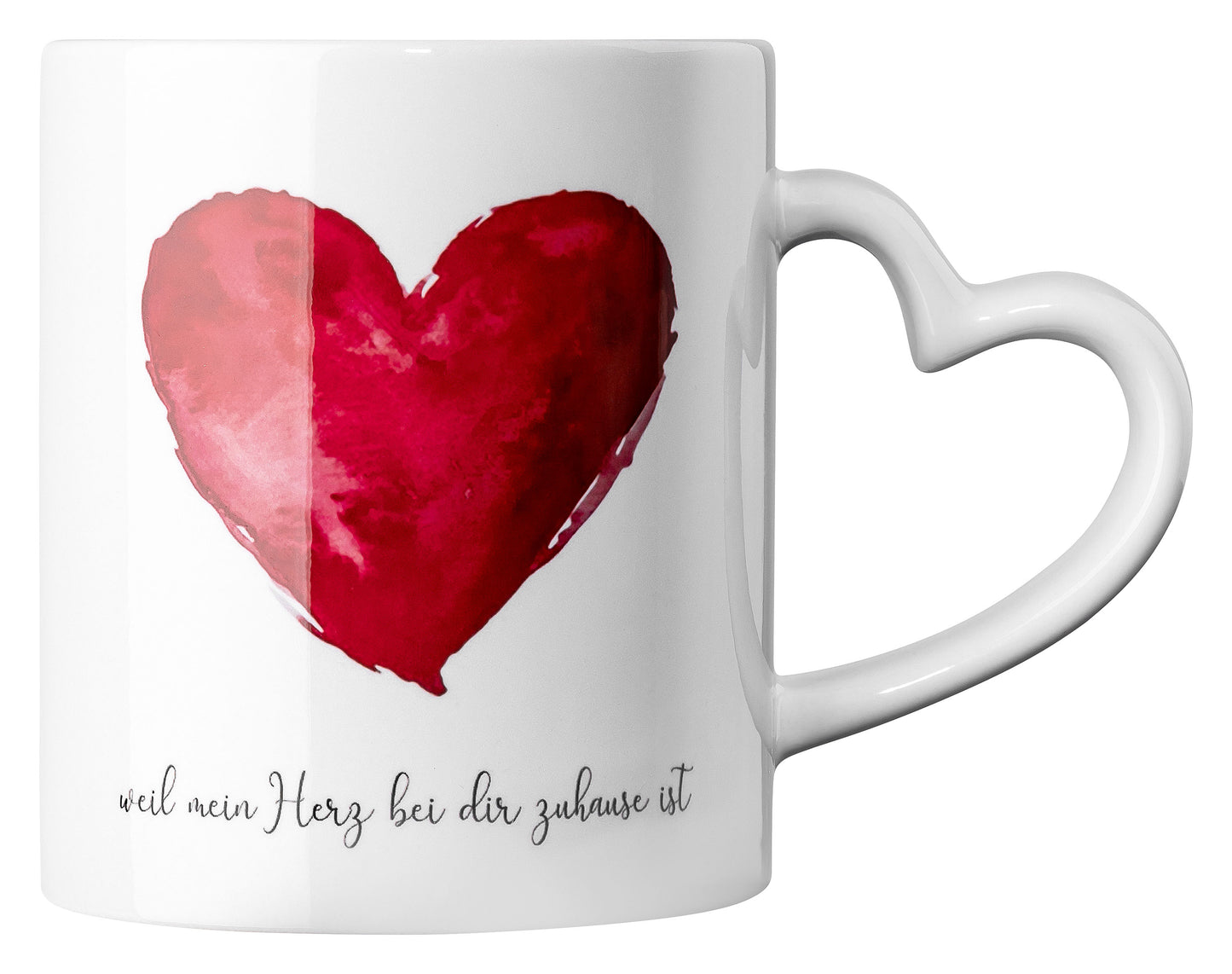 Tasse mit Spruch für Freundin & Freund: "weil mein Herz bei dir zuhause ist" von Herzfunkeln